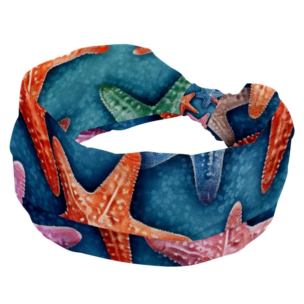 1 Pack Art Starfish-957 Elastic Soft Fabric Non-Slip Women's Fashion Headbands - Soft, Wide, and Stylish for All Occasions