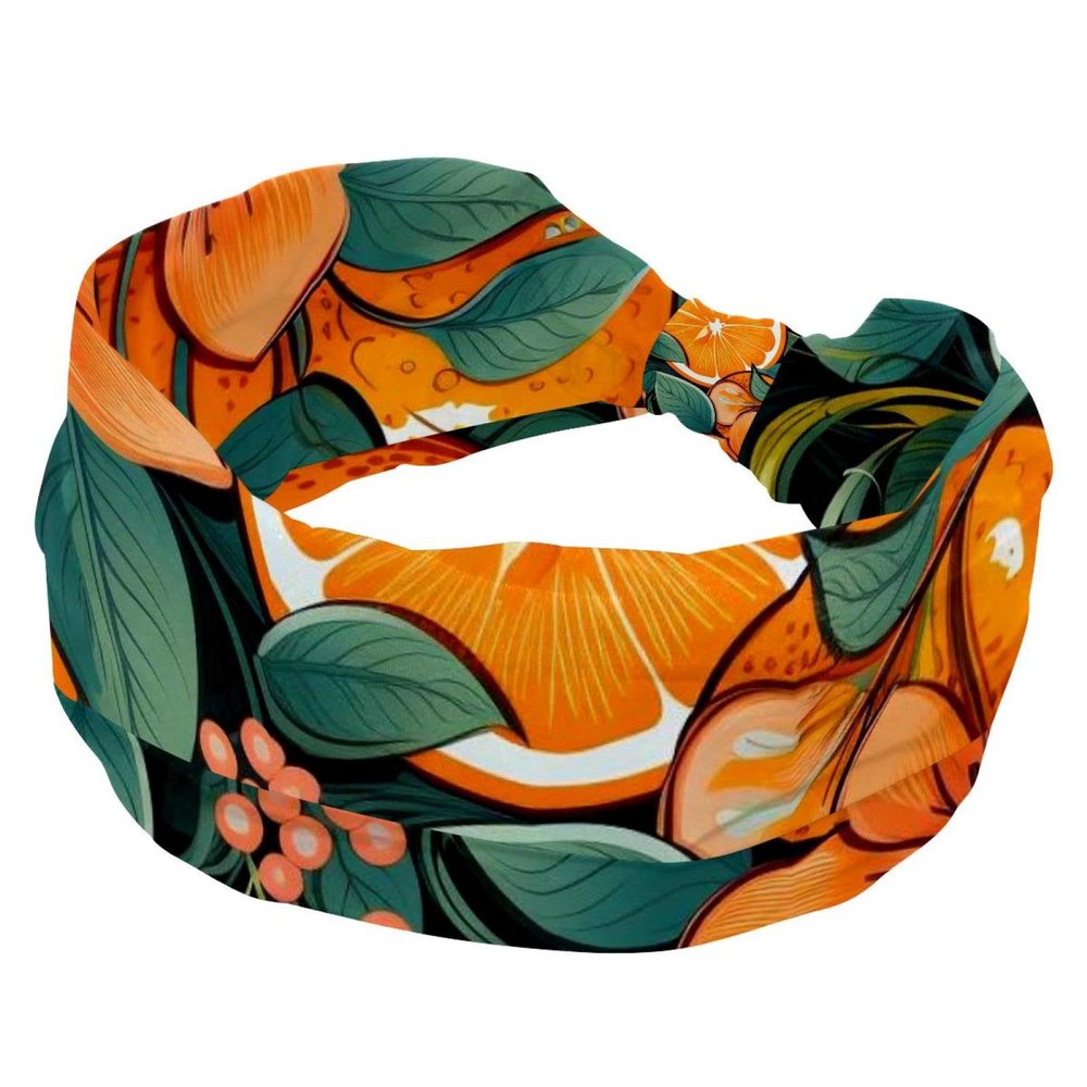 1 Pack Fresh Flowers and Oranges-726 Elastic Soft Fabric Non-Slip Women's Fashion Headbands - Soft, Wide, and Stylish for All Occasions