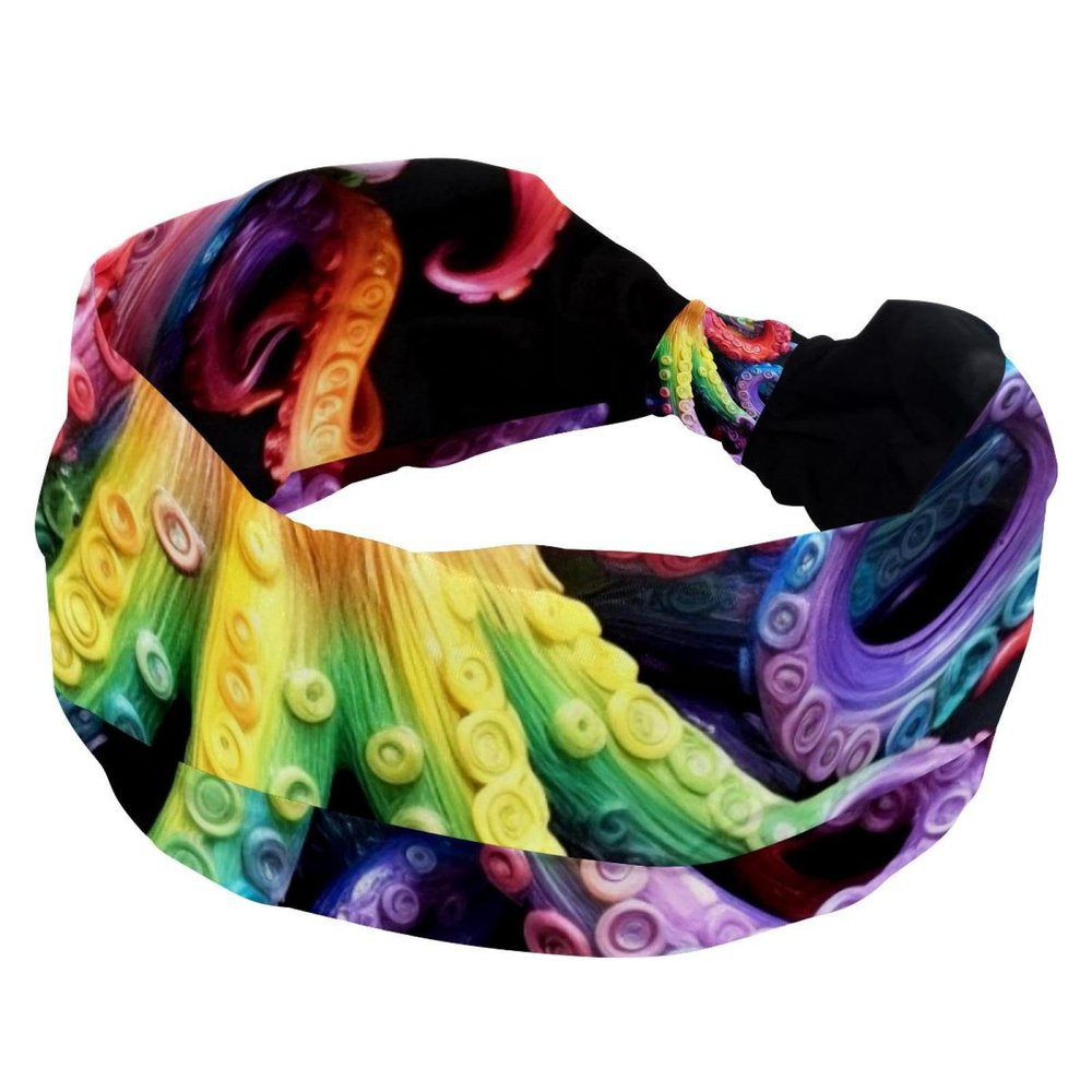 1 Pack Wide Headbands For Women Elastic Headband Octopus Art-1591 Head Bands Women's Hair Band Turban Workout Soft Sweat Hairband Accessories