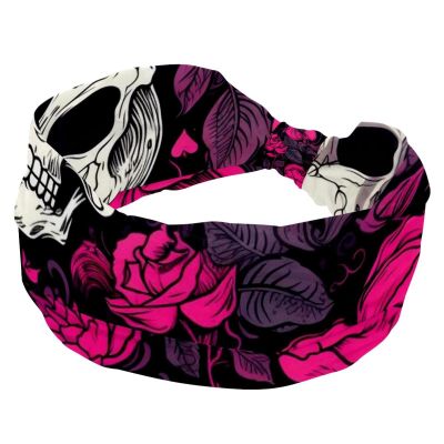 1 Pack Rose Art Skeleton-1275 Elastic Soft Fabric Non-Slip Women's Fashion Headbands - Soft, Wide, and Stylish for All Occasions