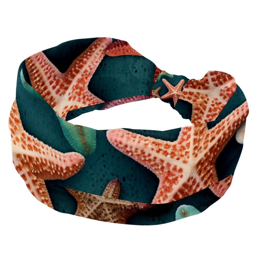 1 Pack Wide Headbands For Women Elastic Headband Art Starfish-988 Head Bands Women's Hair Band Turban Workout Soft Sweat Hairband Accessories