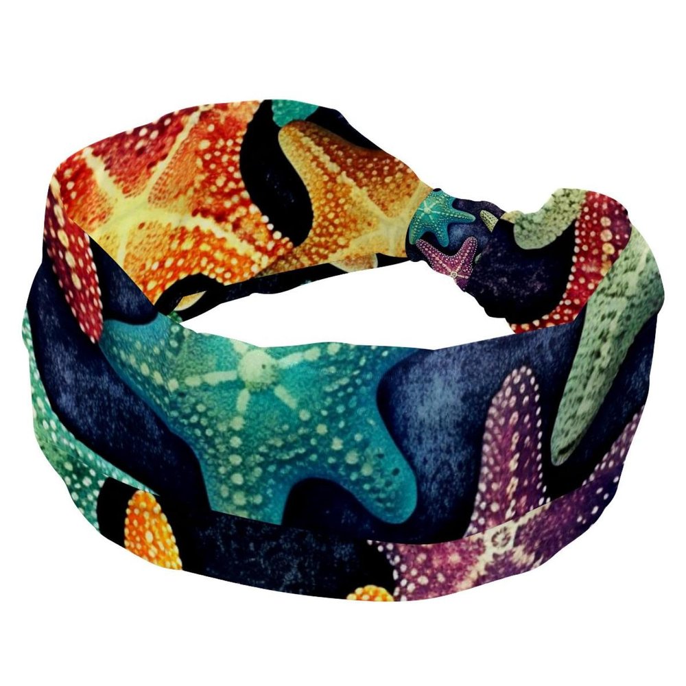 1 Pack Art Starfish-951 Elastic Soft Fabric Non-Slip Women's Fashion Headbands - Soft, Wide, and Stylish for All Occasions