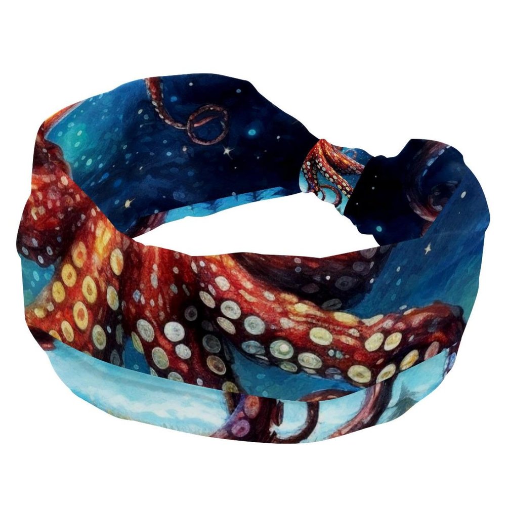 1 Pack Octopus Art-1593 Elastic Soft Fabric Non-Slip Women's Fashion Headbands - Soft, Wide, and Stylish for All Occasions