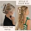 5 Inch XL Jumbo Claw Clips for Thick and Long Hair, 4-Pack Oversized Matte Rectangle Hair Clips for Women, Strong Hold Non-Slip Jaw Clips, Dark Shades view 4