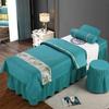 RJYYYDS 4-Piece Art Massage Table Sheet Skirt Set - 4-Piece Beauty Bedspread High-end Cotton and Linen Solid Color Simple Beauty Salon European Style Massage Bedspread Green-80 * 190cm view 1