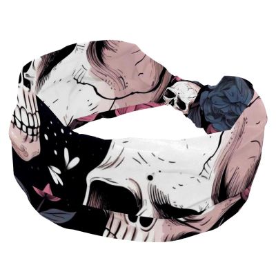 1 Pack Rose Art Skeleton-1227 Elastic Soft Fabric Non-Slip Women's Fashion Headbands - Soft, Wide, and Stylish for All Occasions