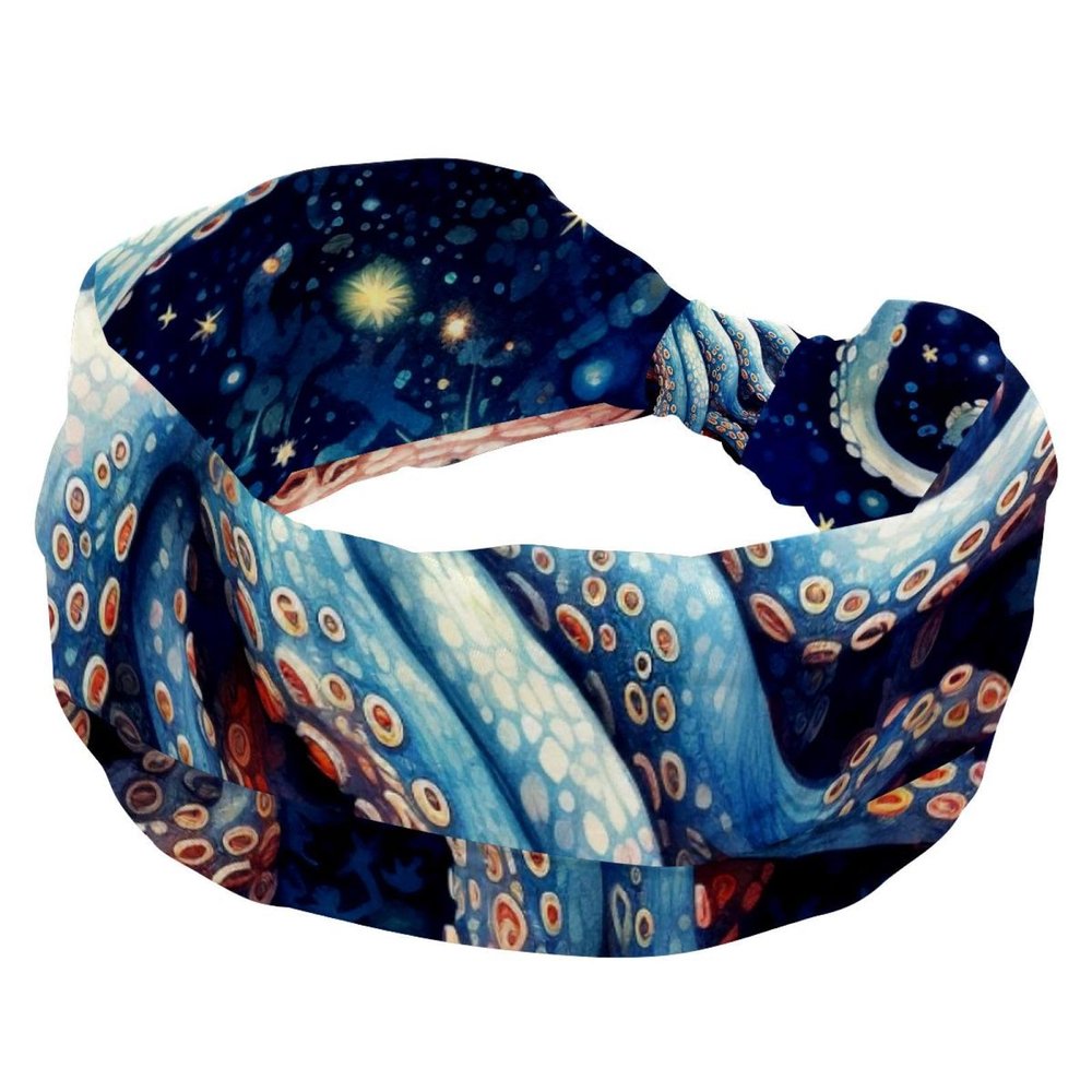 1 Pack Wide Headbands For Women Elastic Headband Octopus Art-1597 Head Bands Women's Hair Band Turban Workout Soft Sweat Hairband Accessories