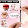 2 Pcs Retractable Lip Makeup Brushes for Lipstick Lip Gloss Portable Lips Brush Applicator Silver Professional Lipstick Brush with Cap Flat Lips Liner Pencil Brushes Travel Lipliner Brushs view 3