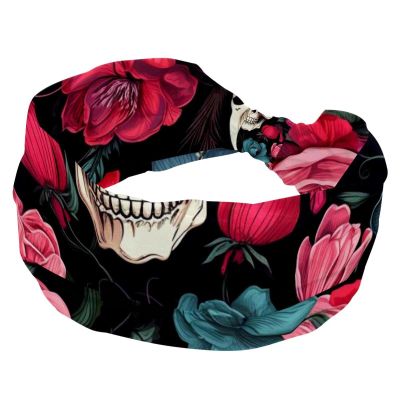 1 Pack Headbands for Women Non Slip Elastic Sports Hair Bands for Women, Soft Cloth Headband for Workout Yoga Fashion Hair Accessories,Rose Art Skeleton-1253
