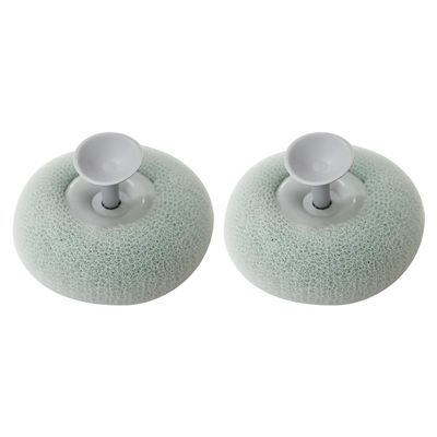 2Pcs Bath Sponge Brush with Suction Cup Shower Loofah Sponge Bath Mesh Ball for Clean Body Exfoliation