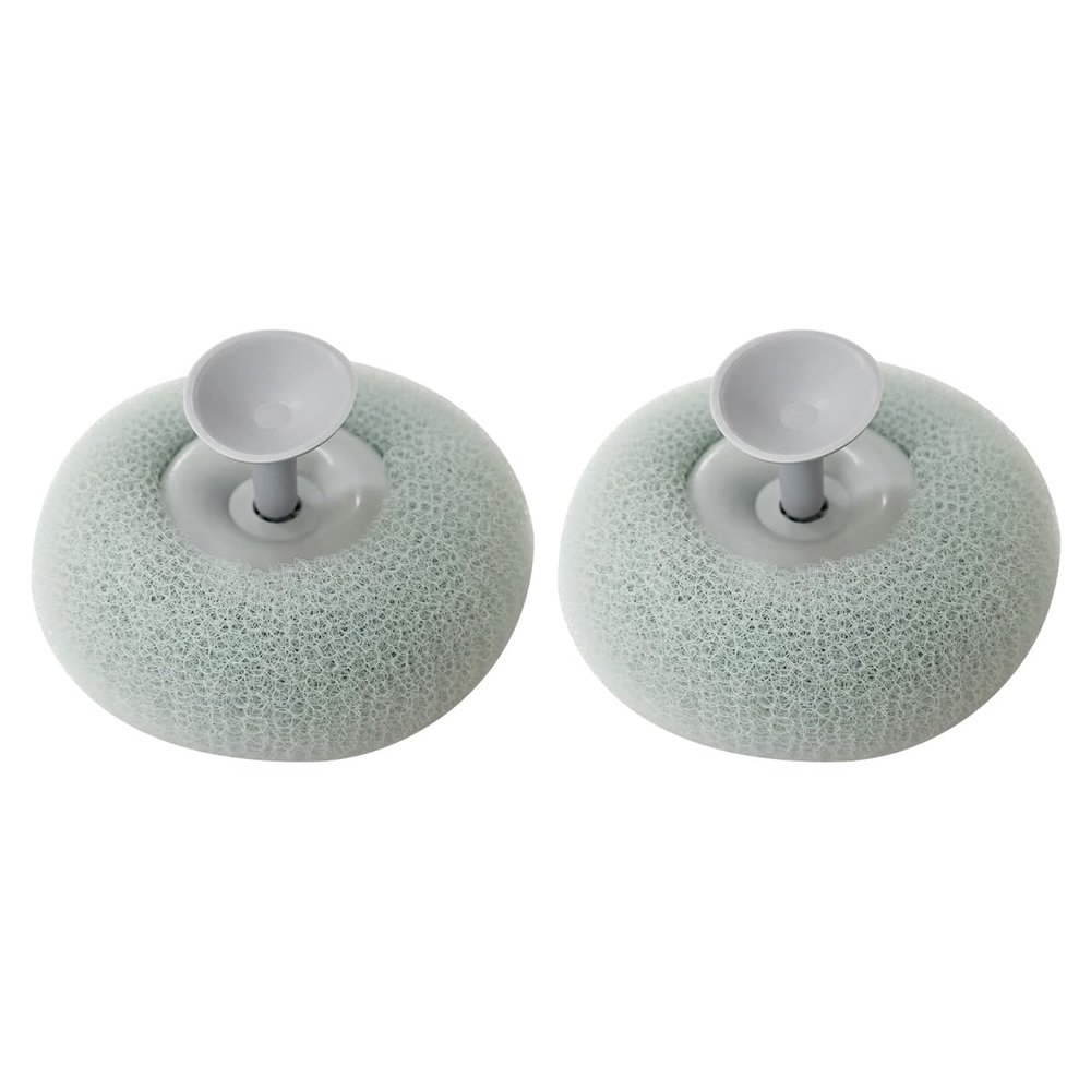 2Pcs Bath Sponge Brush with Suction Cup Shower Loofah Sponge Bath Mesh Ball for Clean Body Exfoliation
