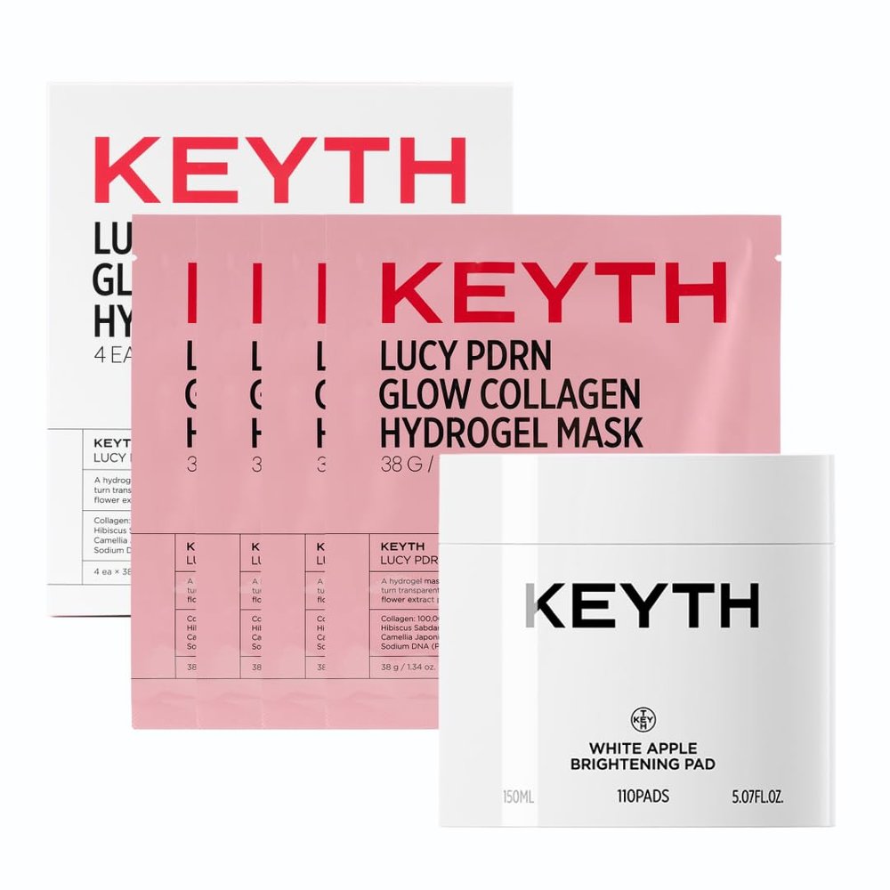KEYTH LUCY PDRN GLOW COLLAGEN HYDROGEL MASK & White Apple PAD Set