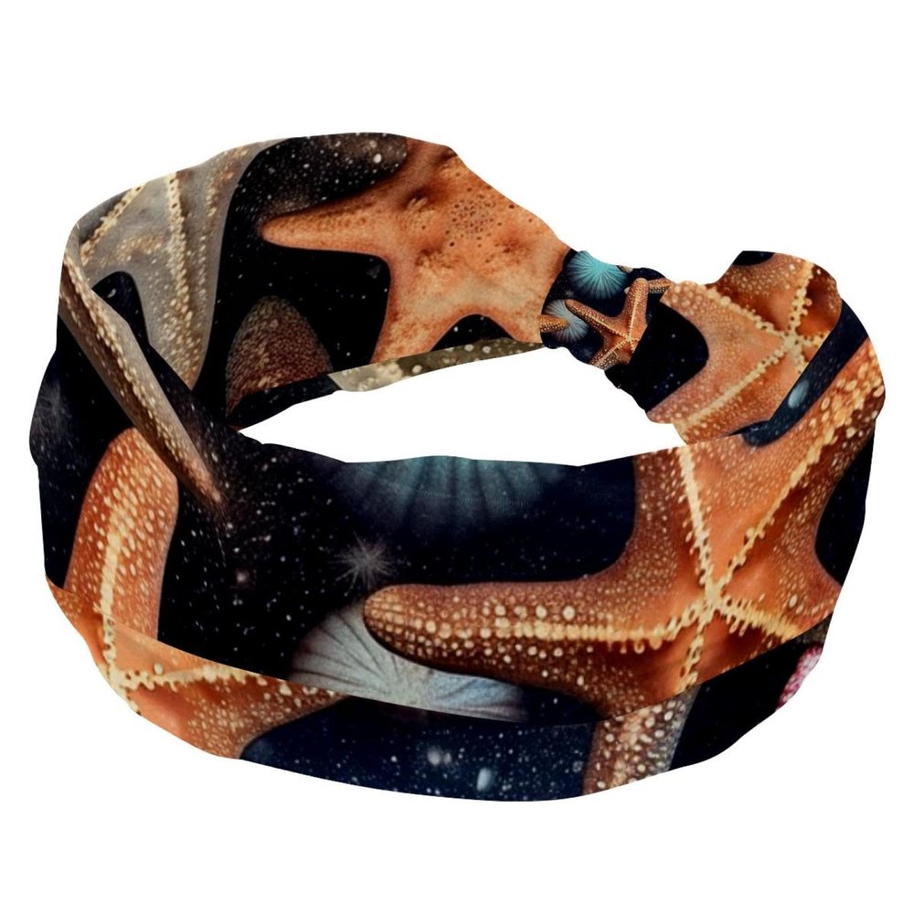 1 Pack Wide Headbands For Women Elastic Headband Art Starfish-946 Head Bands Women's Hair Band Turban Workout Soft Sweat Hairband Accessories