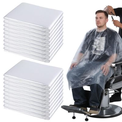 100 Pcs Disposable Hair Salon Cape Bulk Waterproof Hair Cutting Capes Hairs Dye Capes Salon Hairs Cape, for Barber Stylist Dye Supplies 51 x 35 Inch(Clear)