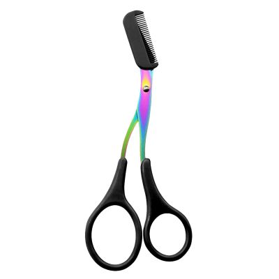 Womens Eyebrow Trimmer Scissors - Ergonomic Stainless Steel Facial Hair Scissor, Rustproof Eye Brows Shaper | Waterproof Brow Shaver with Comb | Portable Grooming Cosmetic Tool for Home, Travel