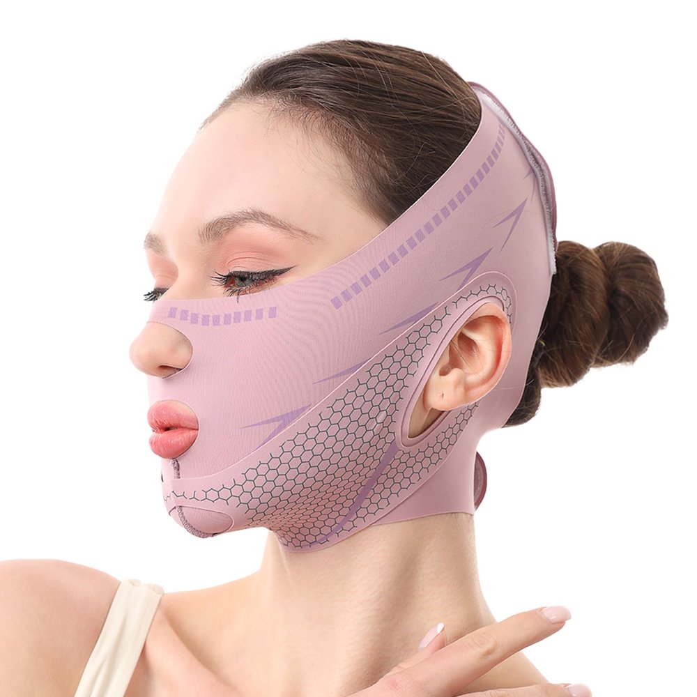Anti-Snoring Sleep Mask with Aromatherapy, Face Firming & Snoring Solution, Relaxing Chin Strap for Anxiety Relief, Improved Sleep & Jawline Contouring for Adults purple