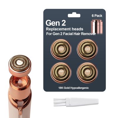 FRASAM 4-Pack Facial Rose Gold Gen 2 Replacement Heads for Flawless Hair Remover Generation 2, 18K Gold Double Blades