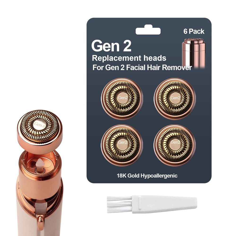 FRASAM 4-Pack Facial Rose Gold Gen 2 Replacement Heads for Flawless Hair Remover Generation 2, 18K Gold Double Blades