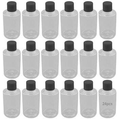 24 Pcs Plastic Squeeze Bottles, Clear Slant Shoulder Bottles With Flip Lids, 5.1 Fl Oz / 150 Ml Containers For Shampoo, Lotion, Paint, Bottles With Black Caps For Storage, Trip