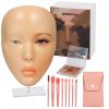 Beginner Makeup Full Face Practice Kit, Comprising 7-Color Eye Shadow Palette, Silicone Mannequin Face With Stand, Plus Eight Makeup Brushes view 1