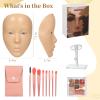 Beginner Makeup Full Face Practice Kit, Comprising 7-Color Eye Shadow Palette, Silicone Mannequin Face With Stand, Plus Eight Makeup Brushes view 4