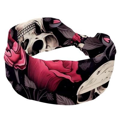 1 Pack Rose Art Skeleton-1239 Elastic Soft Fabric Non-Slip Women's Fashion Headbands - Soft, Wide, and Stylish for All Occasions