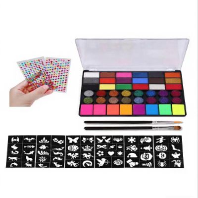 Halloween Exclusive Professional Face Painting Kit, hypoallergenic adult body painting, non-toxic water active face painting palette (42-color set)