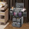 anezdbozr 4-in-1 Pro Aluminum Rolling Makeup Train Case Trolley, XL Cosmetic Organizer w/ 360 Swivel Wheels, Drawers & Compartments for Salon, Barber, Nail Tech, Hairstylist, Travel & Studio view 3