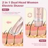 Floranurture 2 in 1 Women Electric Shaver Dual Head Bikini Trimmer for Women IPX7 Waterproof Wet & Dry Use Body Hair Trimmer and Facial Hair Remover Body Shaver for Bikini Underarm Leg Arm Body Face view 3