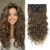 Flvaco Curly Clip In Hair Extensions, 4PCS 16 Inch Light Brown Extensions Clip Ins Lace Weft Short Curly Invisible Natural Hairpieces for Women view 1