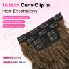 Flvaco Curly Clip In Hair Extensions, 4PCS 16 Inch Light Brown Extensions Clip Ins Lace Weft Short Curly Invisible Natural Hairpieces for Women view 3