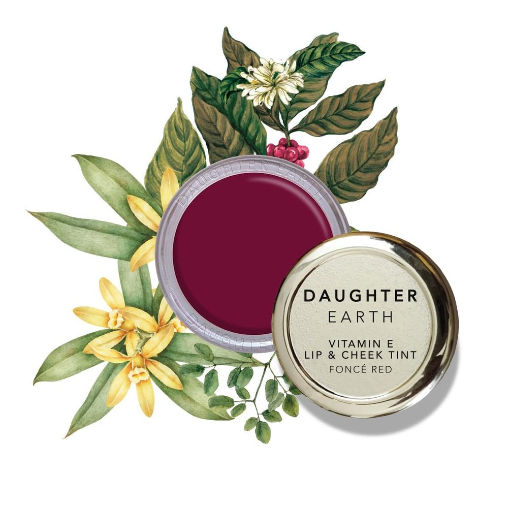DAUGHTER. EARTH Vegan Lip and Cheek Tint | Matte Natural Blush for Women | Lip Tint with Vitamin E | Nourishing Cheek Tint - Fonc Red (Maroon)