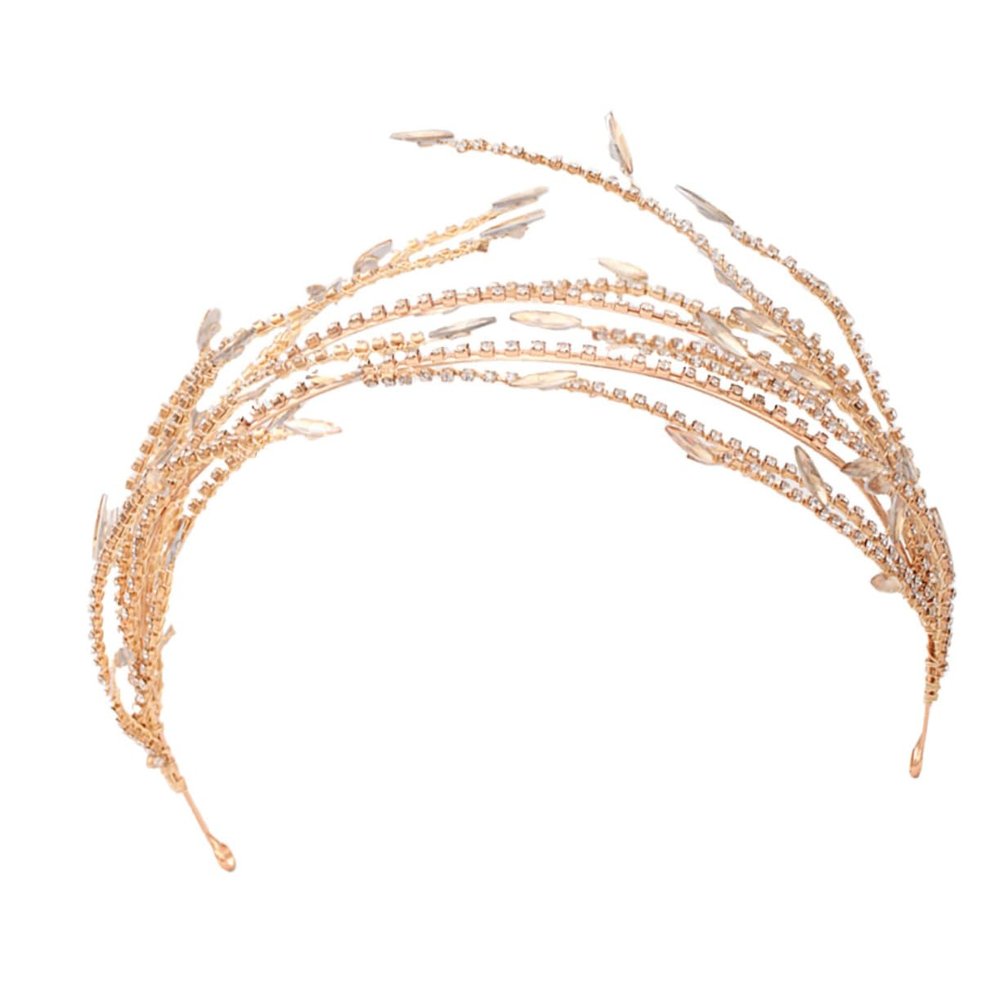 Ipetboom Elegant Shining Rhinestone Hairband for Women Wedding Birthday Party Hair Accessories Gold Headdress Chic Non Slip Bridal Headband with Delicate Craftsmanship
