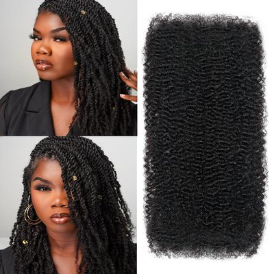 Afro Kinkys Bulk Human Hair 22 Inch for Braiding Afro Kinky-Curly Human Hair Bulk For Mini Twist, Repair Locs Hair Bulk Human Braiding Hair for Micro Dreadlocs Extensions(1B,35g/pack)