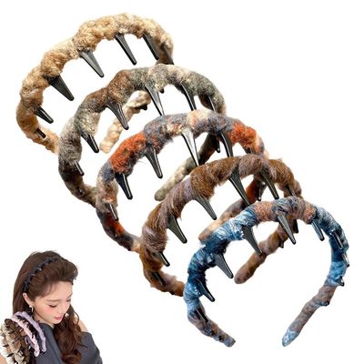 2025 New Retro High Skull Pearl Headband Set, High Cranium Headband for Women, Anti-Slip Reversible Head Band with Teeth, Elegant Braided Pearls Headbands for Wedding, Party or Daily Wear(5PCS)