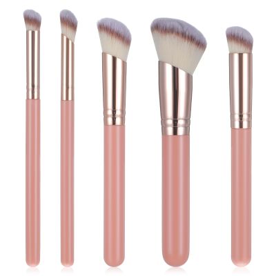 5Pcs Angled Foundation Concealer Contour Brush Set, Multifunction Makeup Brushes Angled Contour Brush Dense Under Eye Nose Concealer Brushes 170S,270S 370S for Blending Setting Concealing Buffing