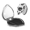 Small Pocket Compact Mirror 1x/2x Magnifying Pu Leather Makeup Mirrors Cool Black Lipstick Lips Portable Pocket Mirror for Women Girls view 1