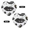 Small Pocket Compact Mirror 1x/2x Magnifying Pu Leather Makeup Mirrors Cool Black Lipstick Lips Portable Pocket Mirror for Women Girls view 2