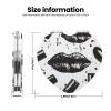 Small Pocket Compact Mirror 1x/2x Magnifying Pu Leather Makeup Mirrors Cool Black Lipstick Lips Portable Pocket Mirror for Women Girls view 3