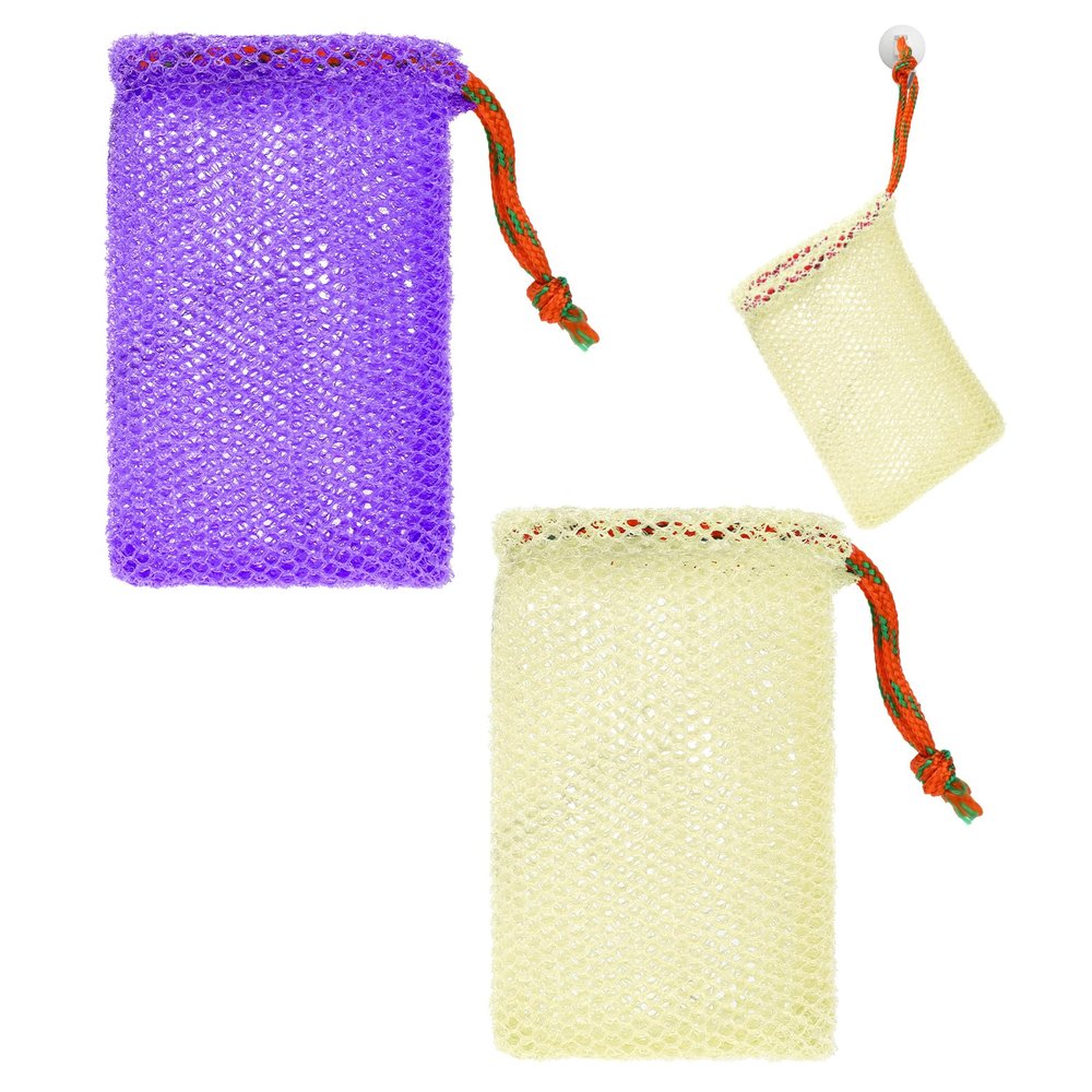 2 Pack Soap Bags Soap Savers for Bar Soaps Exfoliating Net Mesh for Shower Holder Shampoo Bar Pouch Mesh Foaming Bag for Bath and Shower(2 Colors, 5.5 x 3.5 In)