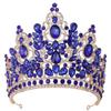Crystal Baroque Big Crown Bride Wedding Crown Rhinestone Drop Tiara and Crown Party Hair Accessory(Blue) view 1