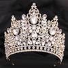 Crystal Baroque Big Crown Bride Wedding Crown Rhinestone Drop Tiara and Crown Party Hair Accessory(Blue) view 3
