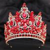 Crystal Baroque Big Crown Bride Wedding Crown Rhinestone Drop Tiara and Crown Party Hair Accessory(Blue) view 4