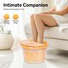 BeiseYu Wood Foot Bath Bucket, 15.8x9.85in Cedar Foot Soak Tub with Massage Roller, Heat Preservation & Galvanized Hoops, Wood Color view 3