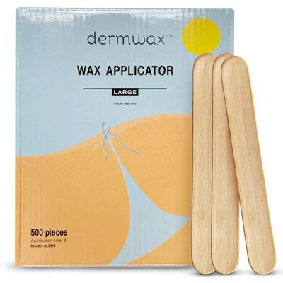 Dermwax Large Wax Applicator  Durable, Premium Birchwood Wax Sticks for Smooth, Even Application  Hygienic, Disposable Waxing Sticks for Professional or Personal Use  6" x 3/4", Box of 500