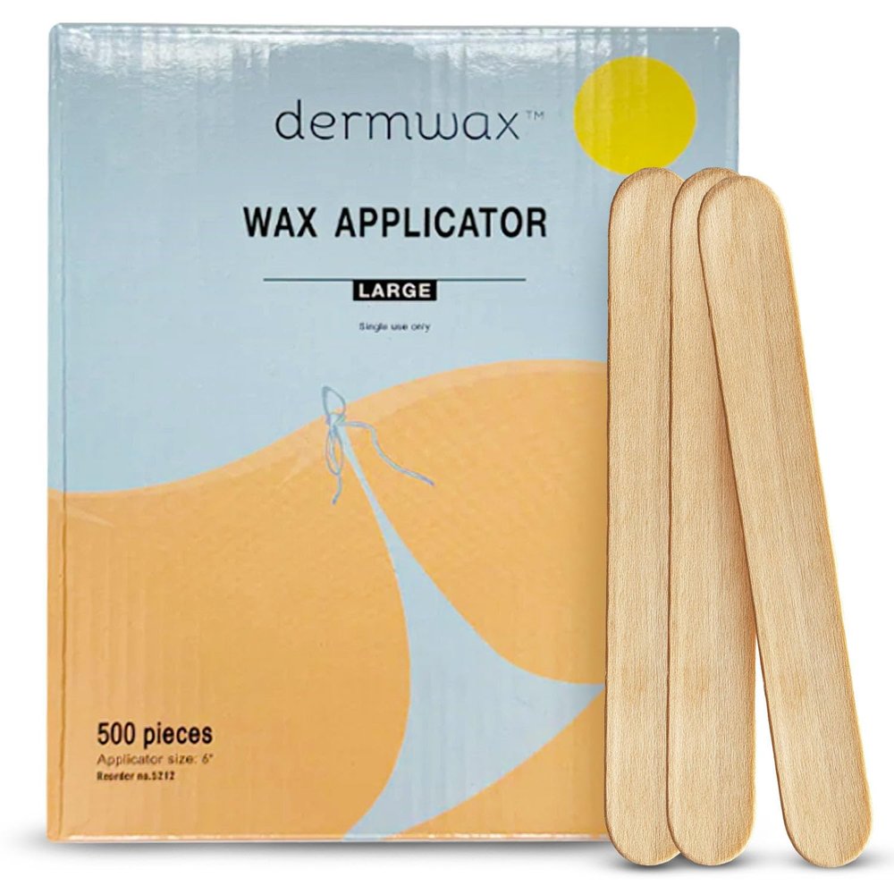 Dermwax Large Wax Applicator  Durable, Premium Birchwood Wax Sticks for Smooth, Even Application  Hygienic, Disposable Waxing Sticks for Professional or Personal Use  6" x 3/4", Box of 500