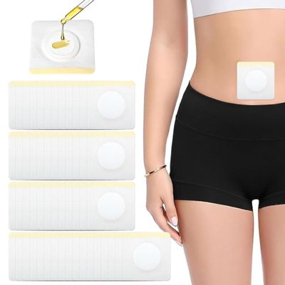 50Pcs Castor Oil Belly Button Patch, Self Adhesive Belly Button Patch, Breathable Cotton Essential Oil Wraps for Exercise, Reading, Work