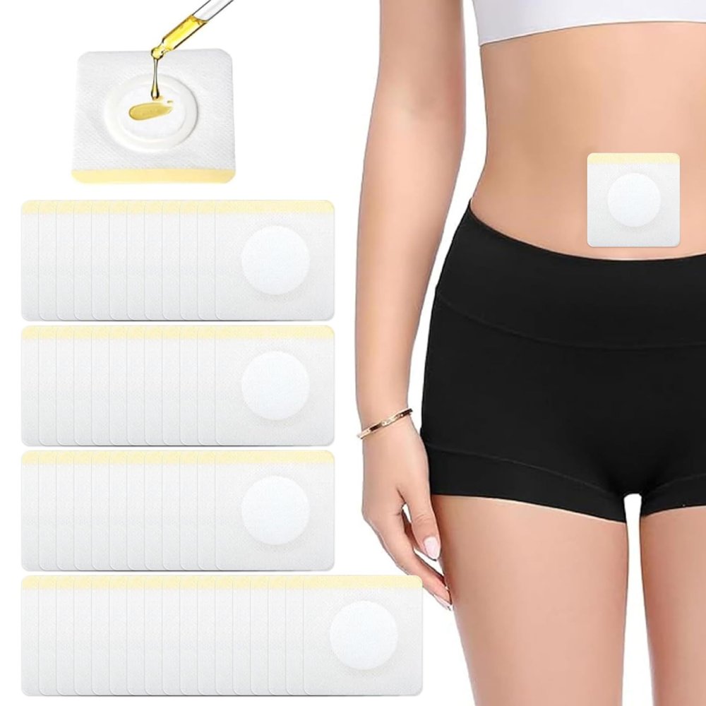 50Pcs Castor Oil Belly Button Patch, Self Adhesive Belly Button Patch, Breathable Cotton Essential Oil Wraps for Exercise, Reading, Work