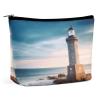 GHENBLT Waterproof Travel Makeup Bag Case Organizer, PU Leather Beach Lighthouse Cosmetic Bags, Small Toiletry Case Cute, Portable Zipper Pouch for Women Men, Travel Accessories view 1