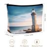 GHENBLT Waterproof Travel Makeup Bag Case Organizer, PU Leather Beach Lighthouse Cosmetic Bags, Small Toiletry Case Cute, Portable Zipper Pouch for Women Men, Travel Accessories view 2